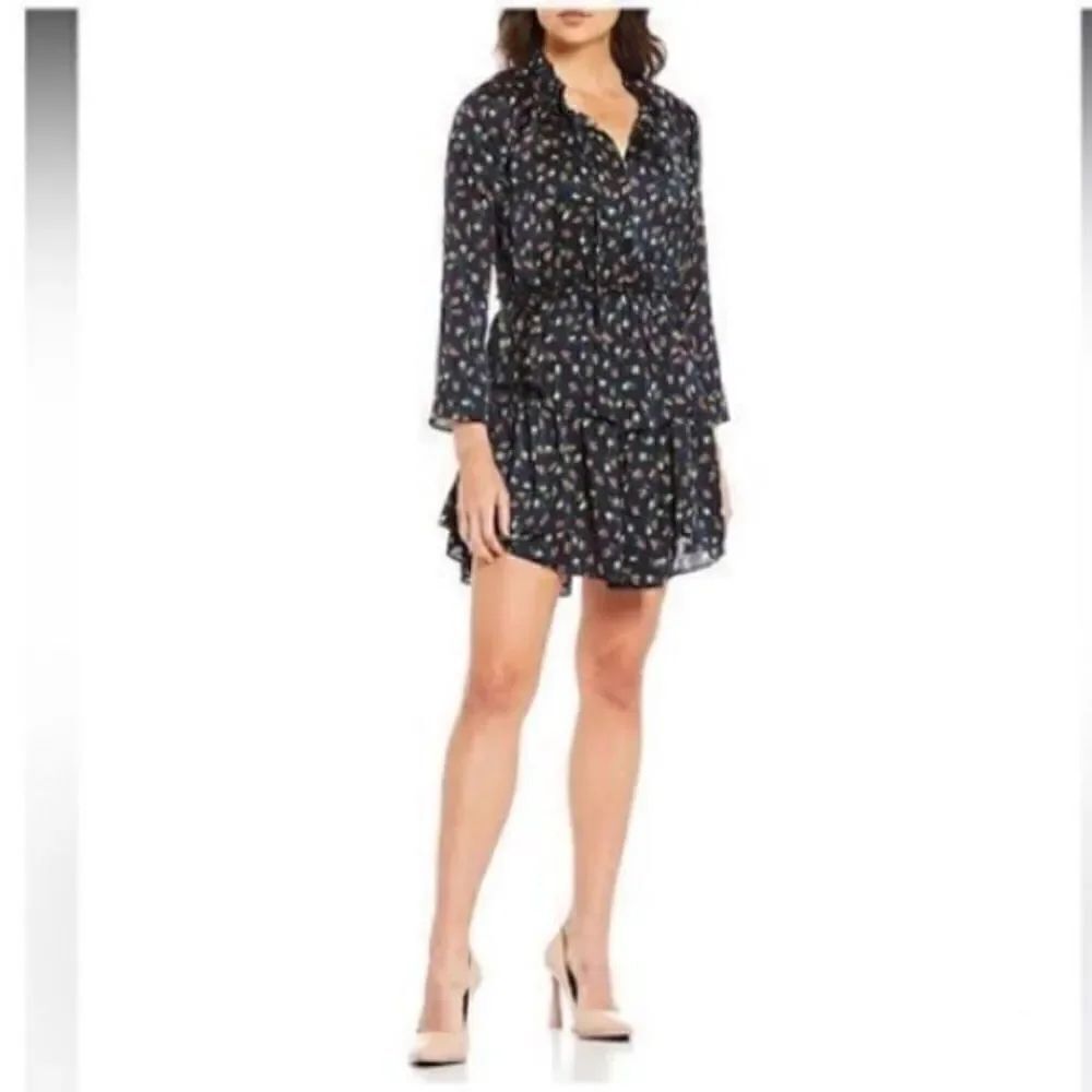 Julie Brown New York Women’s Size Medium Joanne Dress Navy Blue Tiered Hem NWT